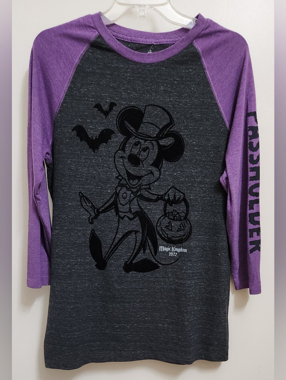 *NEW* Disney Mickey Mouse Med Halloween Magic Kingdom Charcoal Grey Purple Shirt